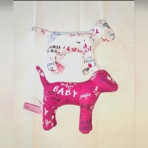 Lot Of 2  Victoria’s Secret Pink Graffiti Plush Dog   "Call Me" New